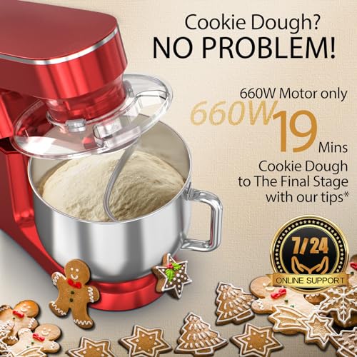 COOKLEE Stand Mixer, 9.5 Qt. 660W Electric Kitchen Mixer with Dishwasher-Safe Dough Hooks, Flat Beaters, Wire Whip & Pouring Shield Attachments for Most Home Cooks, Silver