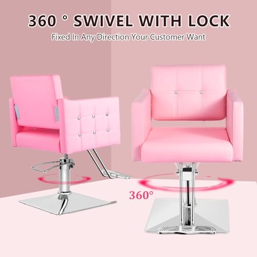 Styling Chair for Hair Stylist,Wide Seat Hydraulic Hair Salon Chair Barber Chair, 360° Swivel,Recline 135°，Beauty Spa Cosmetology Shampoo Hairdressing Braiding Tattoo Chair for Women Men