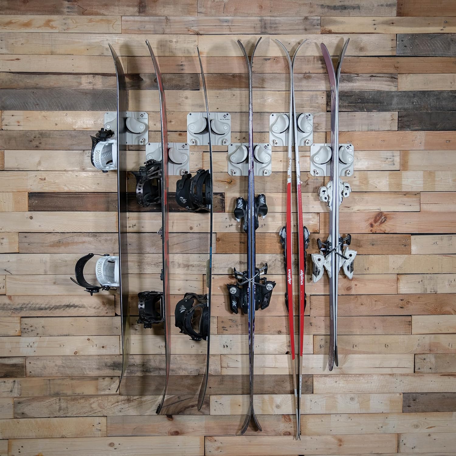 Ultimate Wall Storage Rack for Skis and Snowboards | Damage-Free Storage | Fits Any Ski or Snowboard | (White, 6)