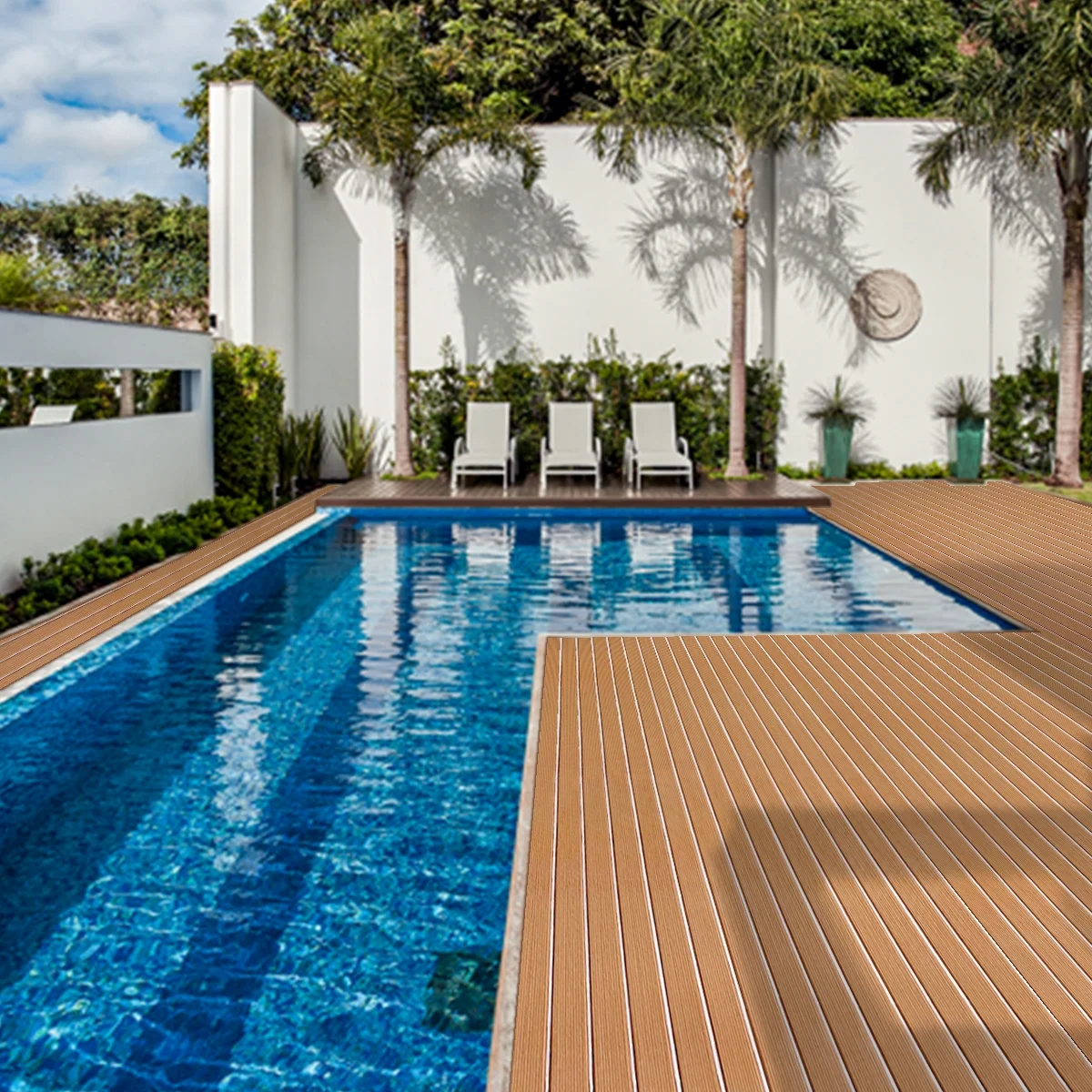 HJDECK 94"× 35" EVA Foam Boat Decking Sheet Faux Teak Decking Self-Adhesive Marine Yacht RV Swimming Pool Boat Flooring Sheet Thick Non-Skid