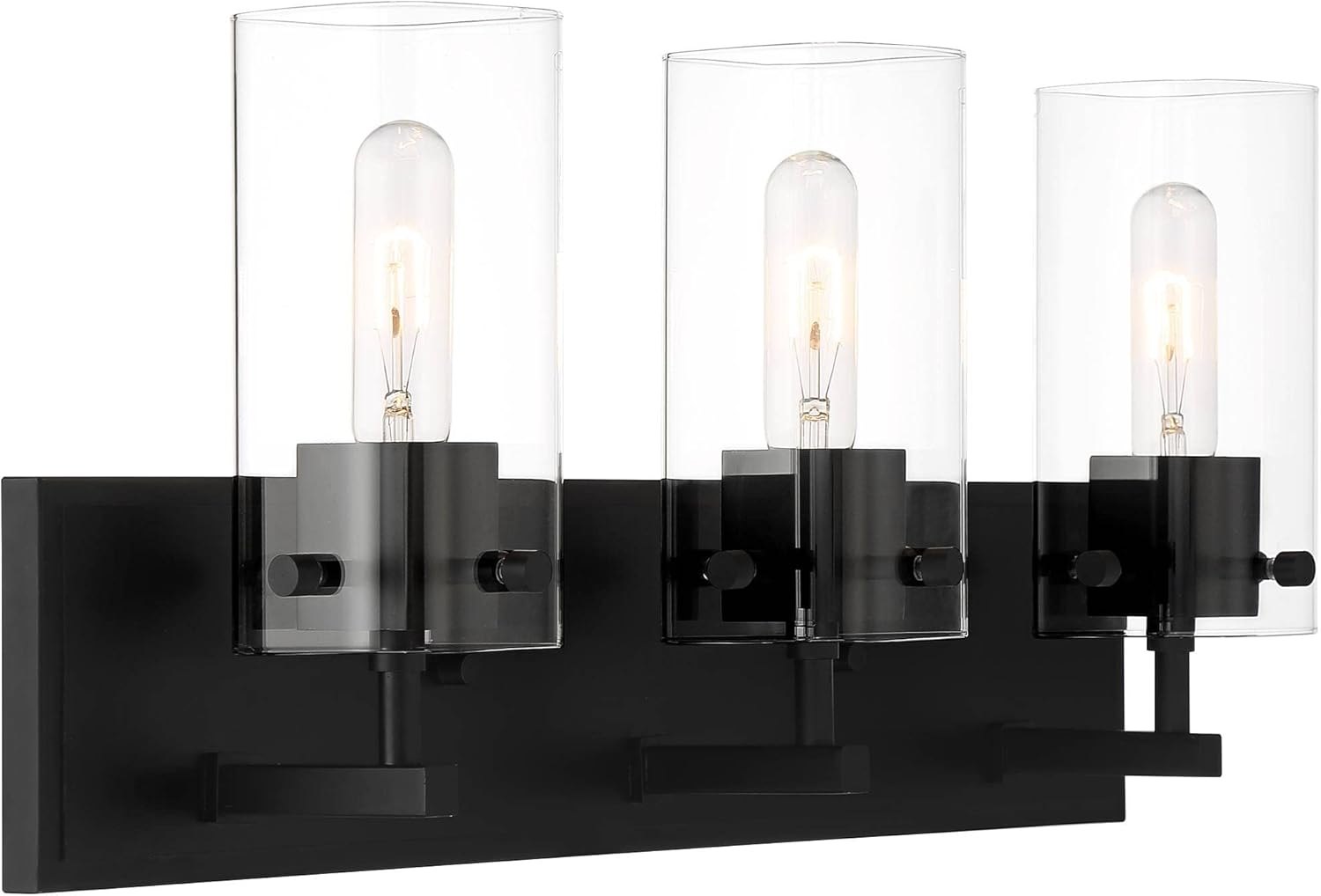 Possini Euro Design Metis Industrial Modern Wall Light Classic Black Metal Hardwired 24 1/4" 3-Light Fixture Clear Glass Shade for Bedroom Bathroom Vanity Reading Living Room Hallway House Home