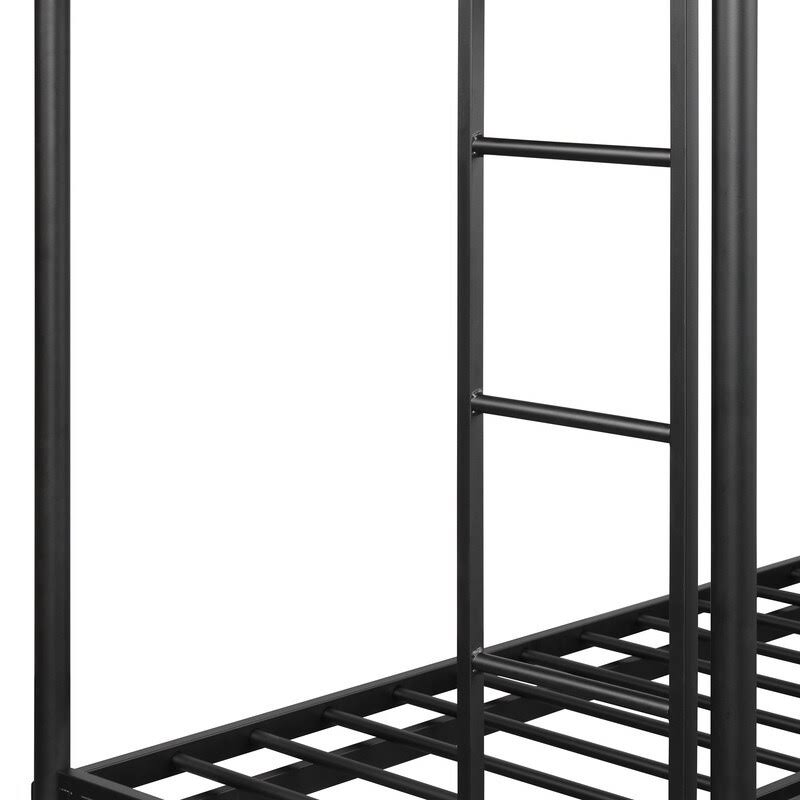 AOOLIVE Twin Over Full Metal Bunk Bed, Multi-Function, Black
