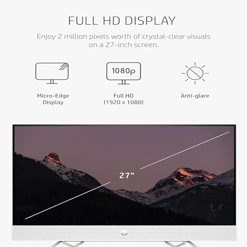 HP 27 inch All-in-One Desktop Computer, FHD IPS Touchscreen, AMD Ryzen 7 5700U Processor, 64GB RAM, 2TB PCIe SSD, Wi-Fi 6, Webcam, HDMI, Wired KB&Mouse, Windows 11 Pro, P500 Portable SSD