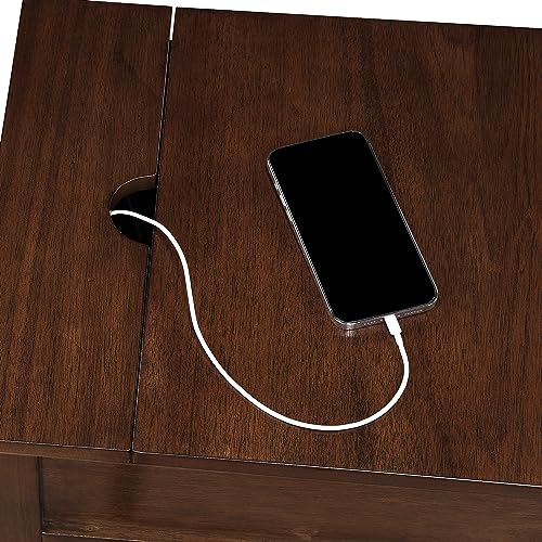 Convenience Concepts Country Oxford End Table with Charging Station, Espresso
