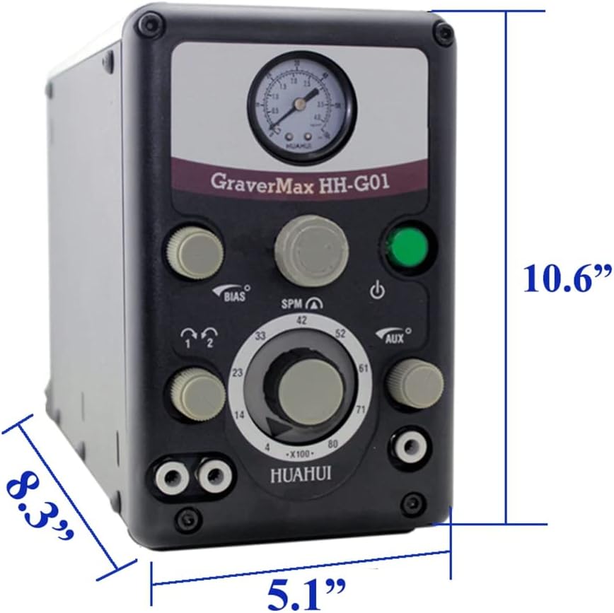 Dual-Head Pneumatic Jewelry Engraver Machine 110V 60Hz Pneumatic Hand Engraving Machines 400-8000 RPM Pneumatic Graver Handpiece Micro Engraer for Jewelry Crafts and Wrought Iron