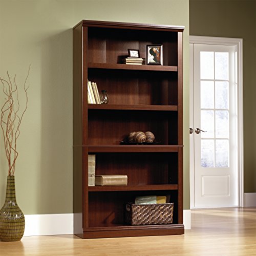 Sauder 5 Tier Book Shelf Wooden Bookcase Multipurpose Bookshelf for Home Office, Living Room, in Chalked Chestnut