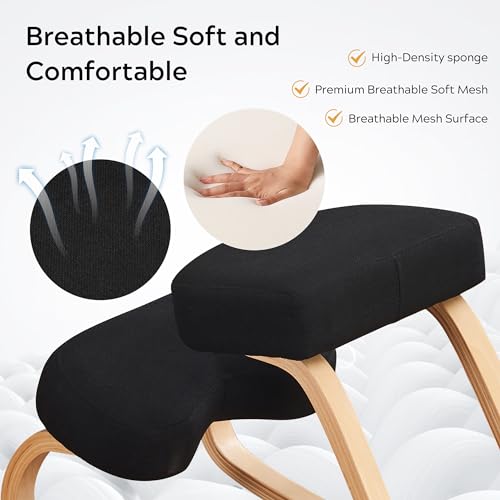 Ergonomic Kneeling Chair,Adjustable Kneeling Desk Chair for Desk with Cushion,Posture Kneeling Chair for Relieving Neck and Back Pain,Kneeling Office Chair for Office Home.