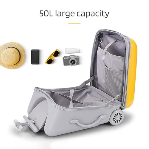 Ride on Suitcase for Kids,Kid Suitcase,20 inch Hardside Kids Luggage Ride on Expandable Luggage with Spinner Wheels, Mom Suitcase with Seat Design, Toddler Hard Luggage with Guardrail 1 Set