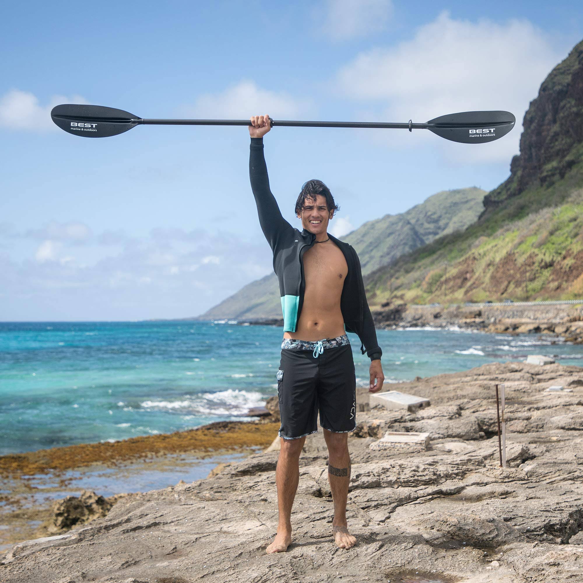 Best Kayak Paddle | Carbon Fiber Shaft + Reinforced Fiberglass Blades | Lightwei
