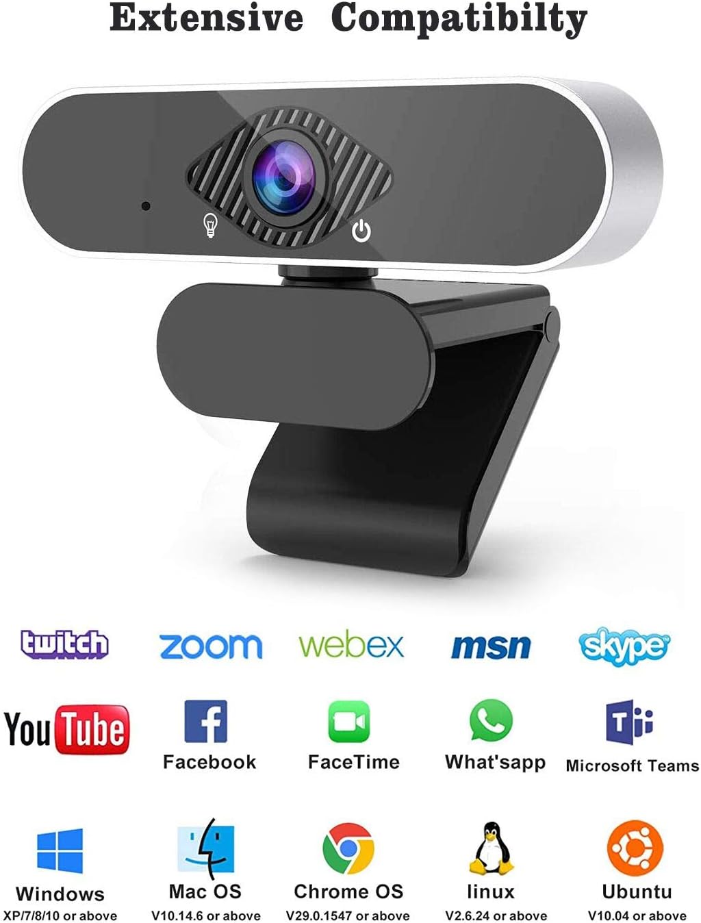 AutoFocus 1080p Webcam with Microphone, XUSHIDZ FHD USB Web Camera No fisheye Wide-Angle for Desktop Laptop Computer, Plug and Play,Compatible Skype Zoom YouTube Windows/Mac OS,for Live Streaming