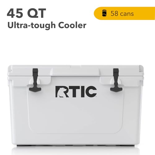 RTIC 45 QT Ultra-Tough Cooler Hard Insulated Portable Ice Chest Box for Beach, Drink, Beverage, Camping, Picnic, Fishing, Boat, Barbecue