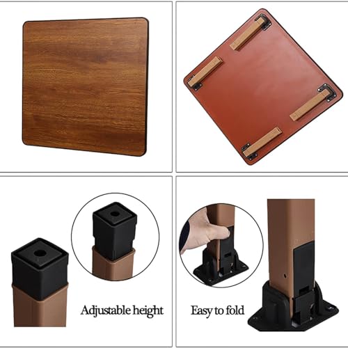 N/A Japanese-Style Square Folding Tea Coffee Table, Adjustable Low Table for Sitting on The Floor, for Tatami Sitting on The Floor Bedroom,70 * 70cm