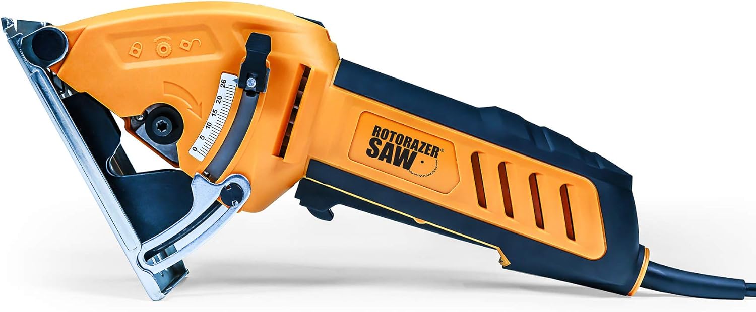 Official ROTORAZER Compact Circular Saw Set DIY Projects -Cut Drywall, Tile, Grout, Metal, Pipes, PVC, Plastic, Copper, Carpet w Blades, Dust Collector & Case AS SEEN ON TV