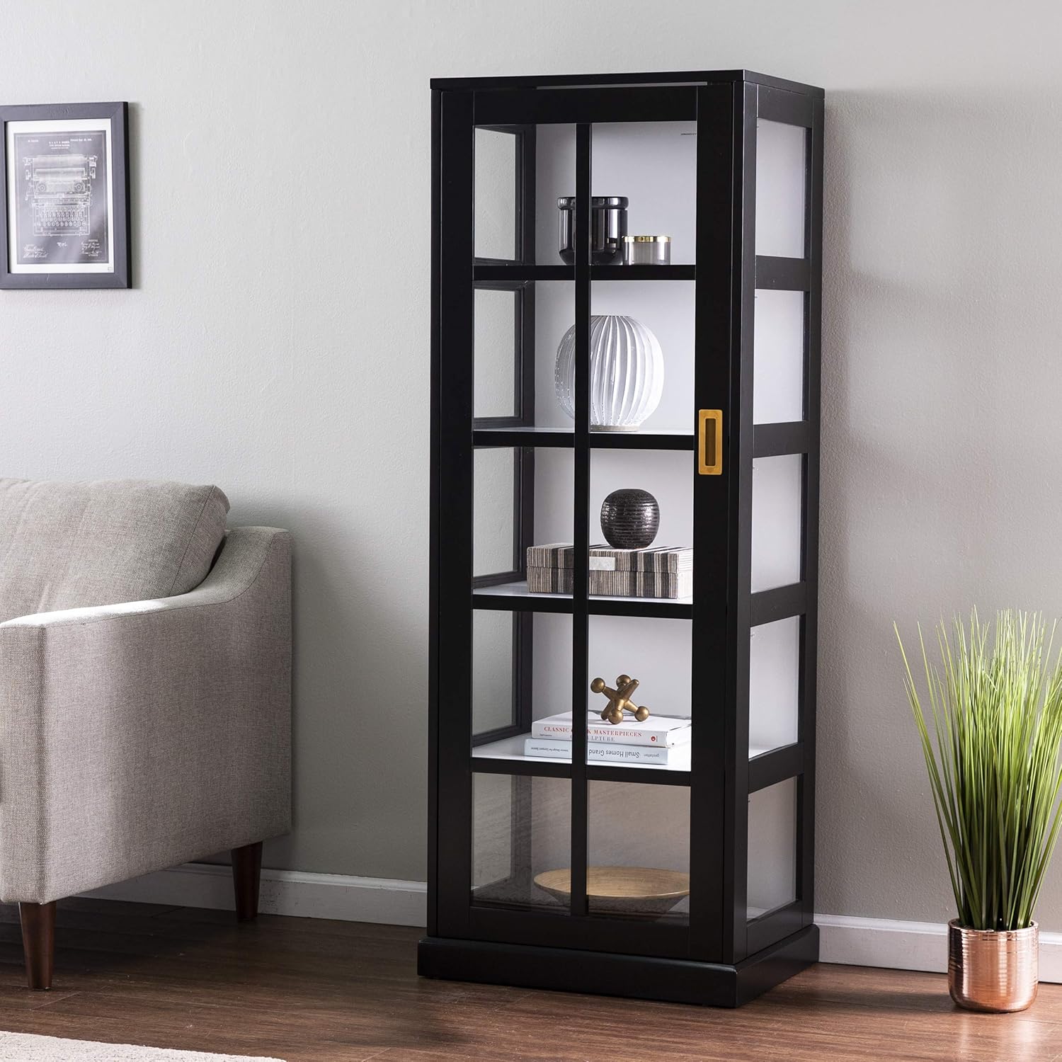 SEI Furniture Burland Curio Cabinet, Black