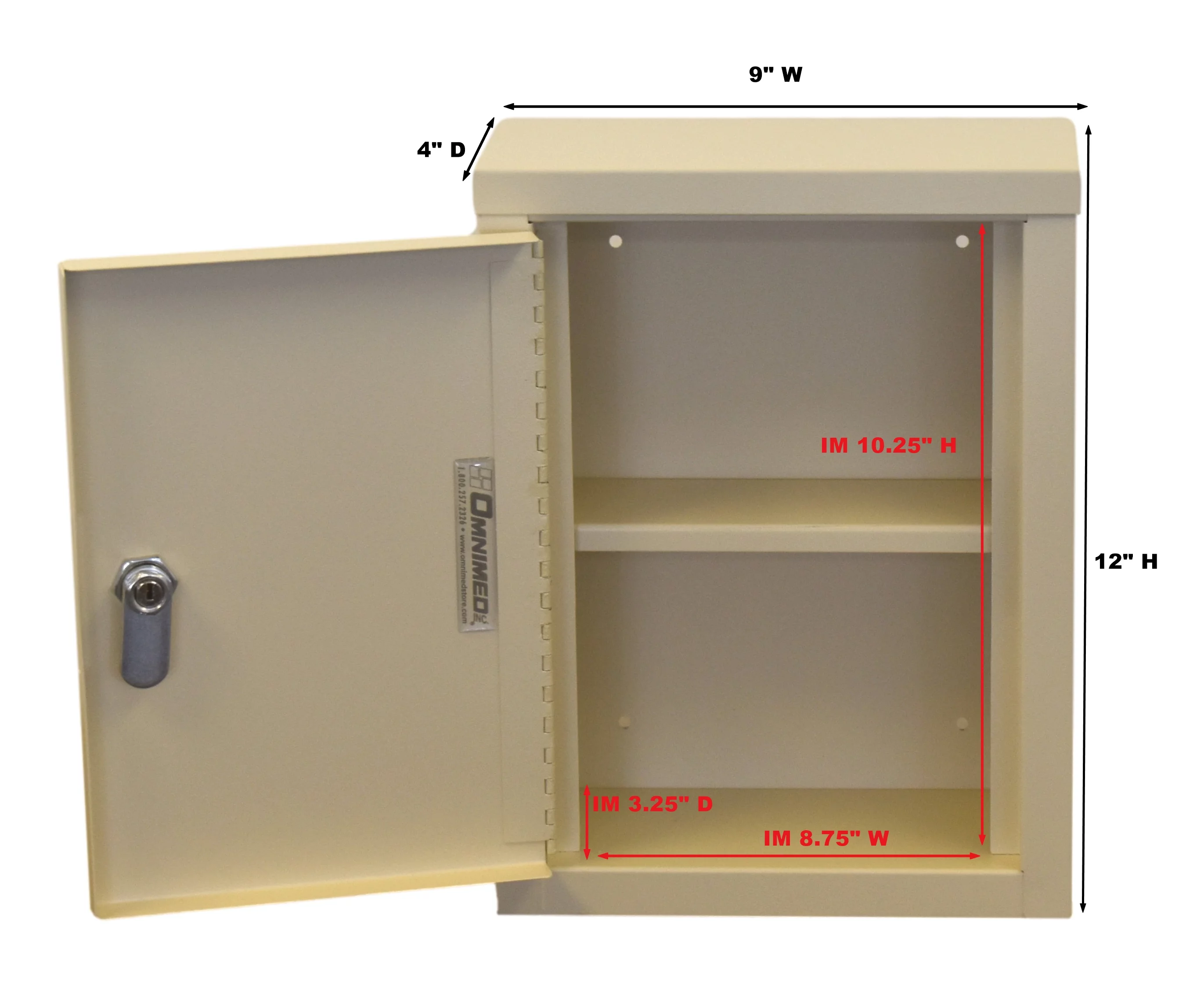 Omnimed Painted Steel Mini Wall Storage Cabinet W Combo Lock In Beige (12"H X 9"W X 4"D)