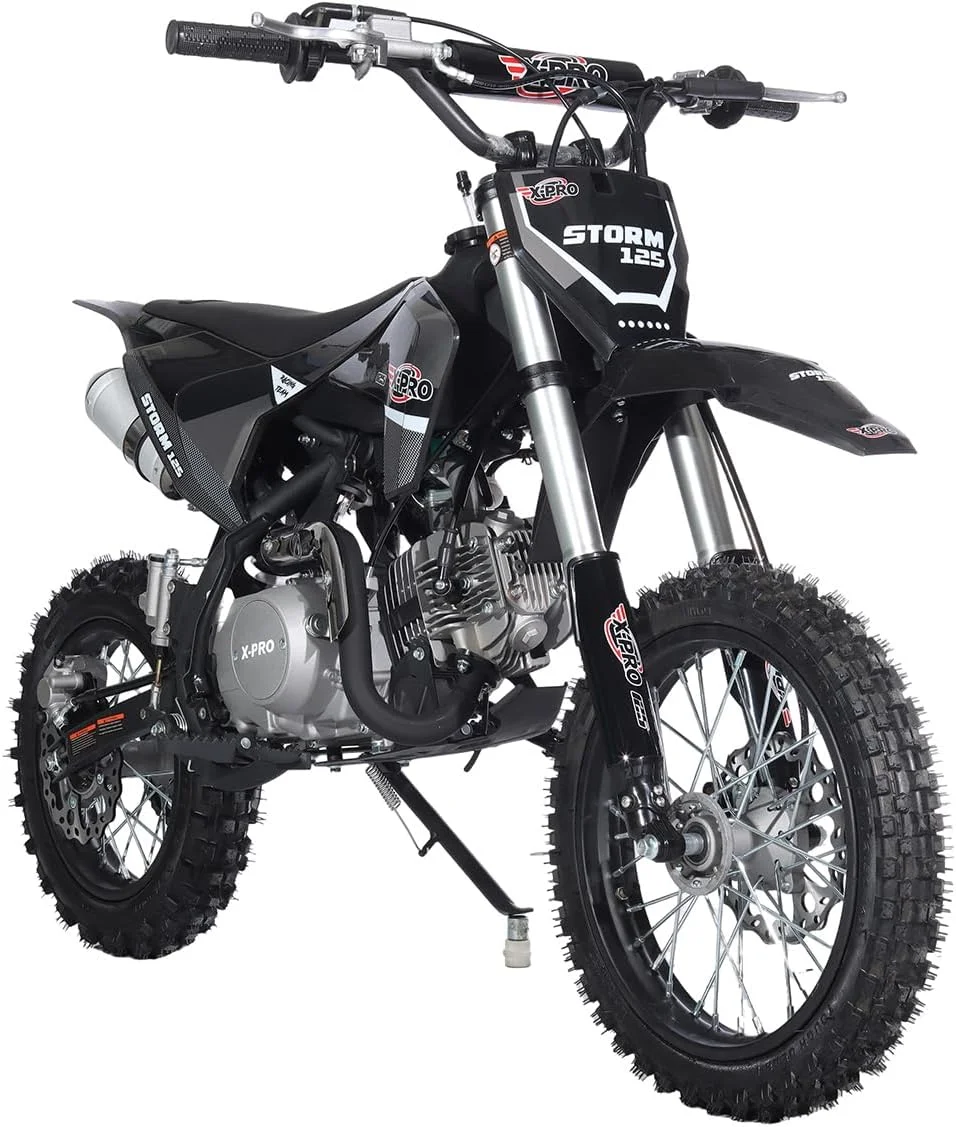 X-Pro Brand New Storm 125cc Dirt Bike with 4-Speed Manual Transmission, Kick Start, Big 14"/12" Tires! - Curated Treasures Market