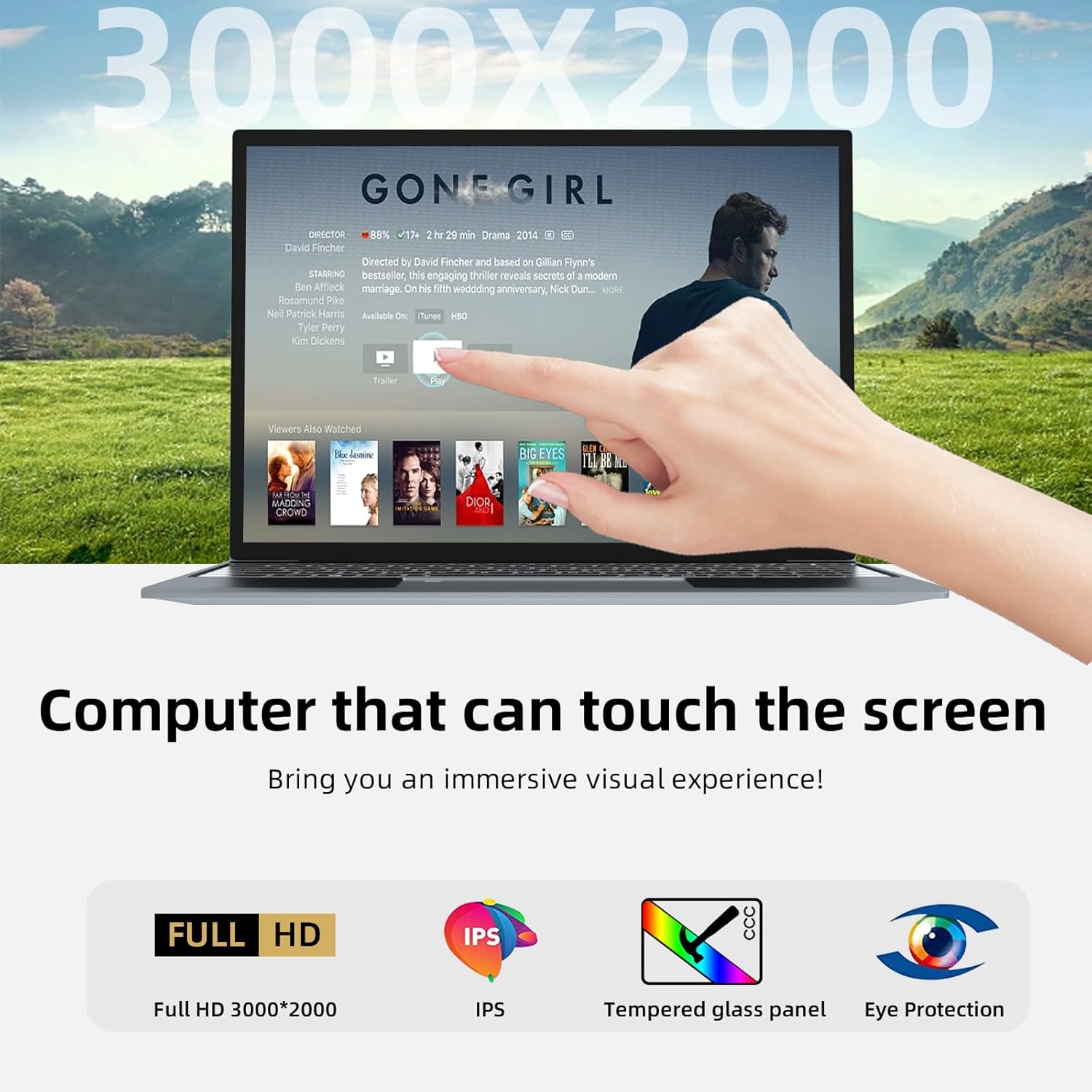 Morostron 13.5" Touch Screen Laptop, Win11 Laptop Computer with N5095, 16GB RAM 256GB SSD, 3000x2000 FHD, Backlit Keyboard, Touch ID, WiFi, USB3.0 * 2, Bluetooth 4.2, HDMI, 38WH Battery, Gray