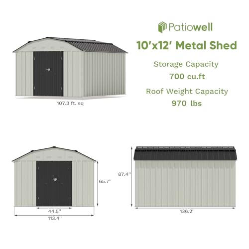 Patiowell 3 x 3 FT Outdoor Storage Shed,Small Garden Tool Storage Shed with Sloping Roof and Single Lockable Door, Outdoor Shed for Backyard Garden Patio Lawn, Grey