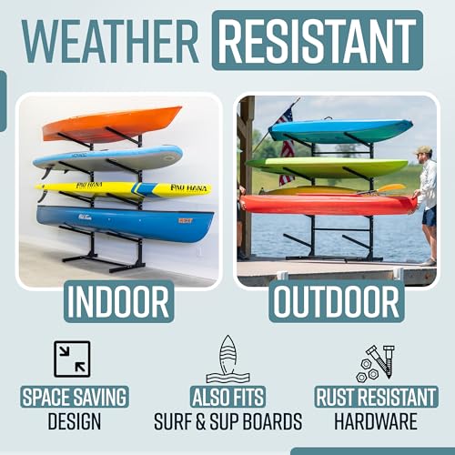 Freestanding G-Watersport Kayak and SUP Outdoor Storage Rack, Heavy Duty Adjustable Weatherproof Stand