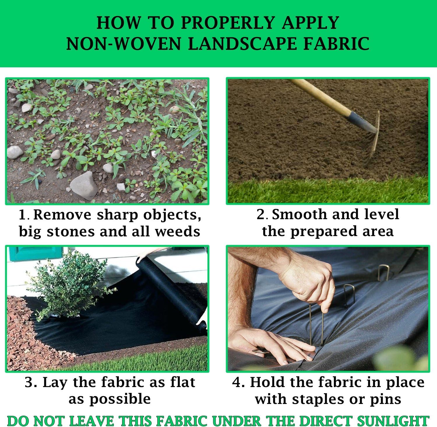 FLARMOR Landscape Fabric Heavy Duty - Weed Barrier Landscape Fabric - Weed Blocker - Garden Fabric Roll 1.8 oz - Commercial Weed Control Fabric 3 Ft X 300 Ft Pack of 2