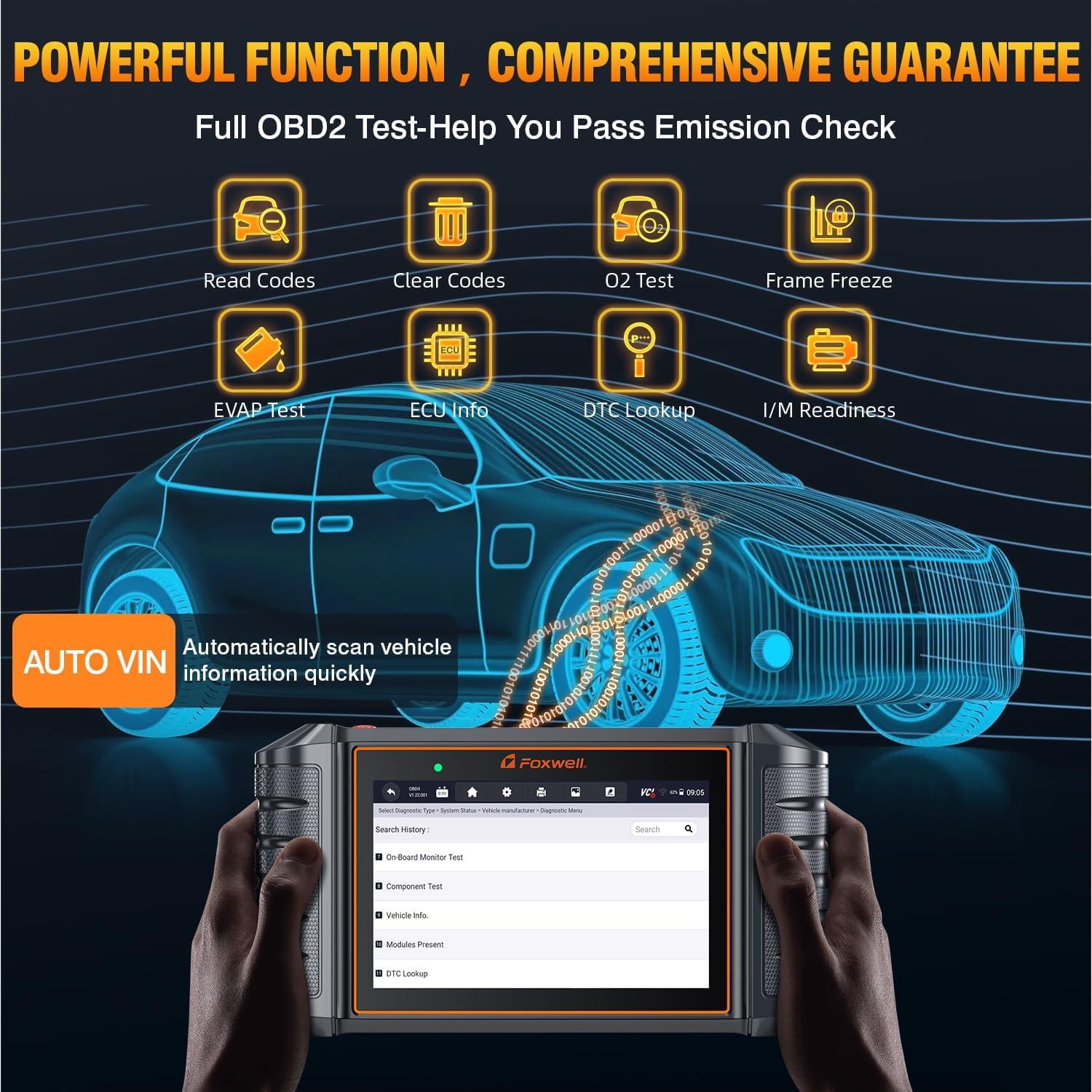 FOXWELL NT726 All System OBD2 Scanner Tablet with 12 Reset Service for All Cars Engine ABS Airbag Transmission Diagnostic Code Reader Scan Tool with Oil EPB TPMS BMS TPS Injector Coding Air Suspension