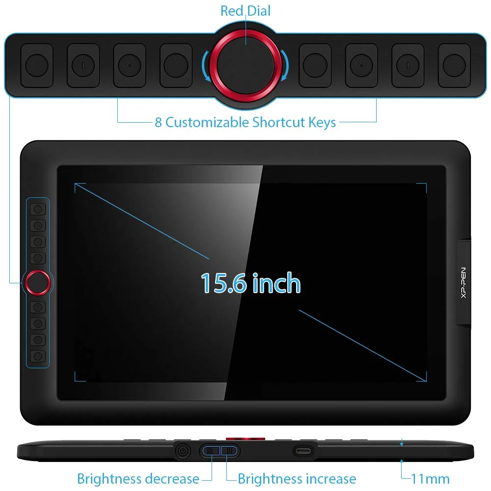 XP-PEN Artist 15.6 Pro Graphics Drawing Tablet Full-Laminated Pen Display with 60 Degree Tilt Function, Red Dial, 8192 Levels Pen Pressure