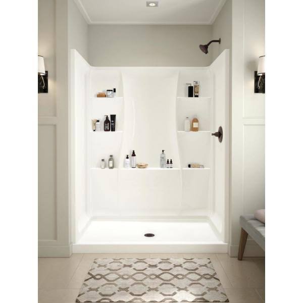 Delta Classic 400 32 in. x 60 in. Single Threshold Center Drain Alcove Shower Base in High Gloss White 40094C
