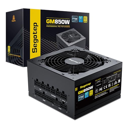 Segotep 850W White Power Supply, 80 Plus Gold Certified Full Modular PCIe 5.0 & ATX 3.0 Gaming PSU for NVIDIA RTX 20/30/40 Series and AMD Graphics Cards, 120mm Silent FDB Fan, 5 Year Warranty