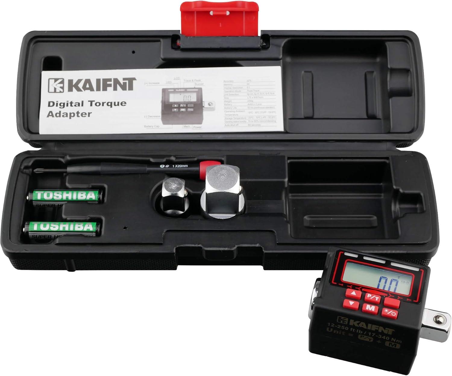 KAIFNT K551 Digital Torque Screwdriver/Wrench Set, 5 to 85 in·lbs, Buzzer/LED Flash Notification, Dual Direction
