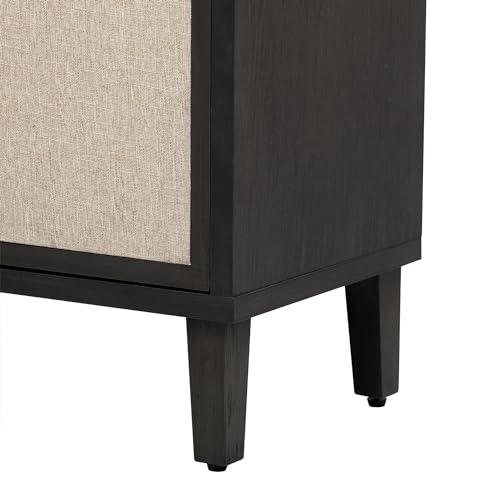 Light Luxury Style Accent Storage Cabinet with 4 Linen Cabinet Doors and Adjustable Shelves, 59.8" Wooden Sideboard Console Table with Metal Handles for Living Room, Study Room, Entrance (Beige-08)