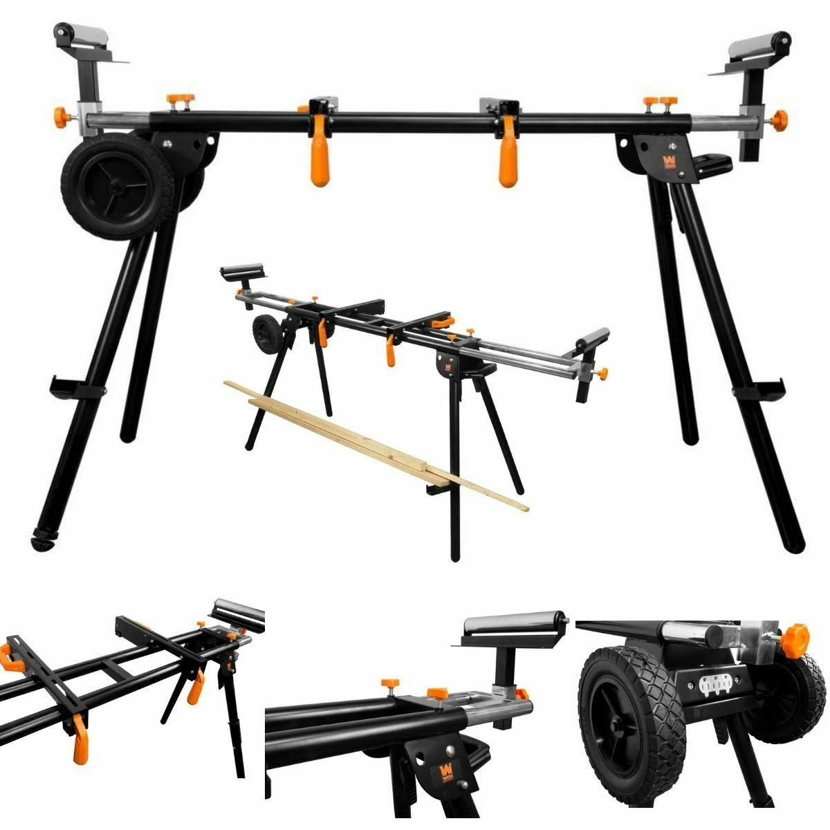 Wen MSA330 Collapsible Rolling Miter Saw Stand with 3 Onboard Outlets
