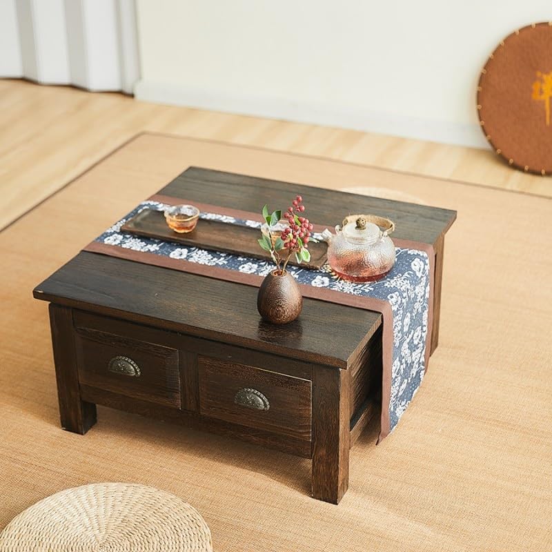 Sofa Table Old Chinese Style Dining Table Wooden Storage Cabinet with Wooden Lace Paulownia Furniture Traditional Family Dining Table Tea Table Tea Table (Size : Rectangle)