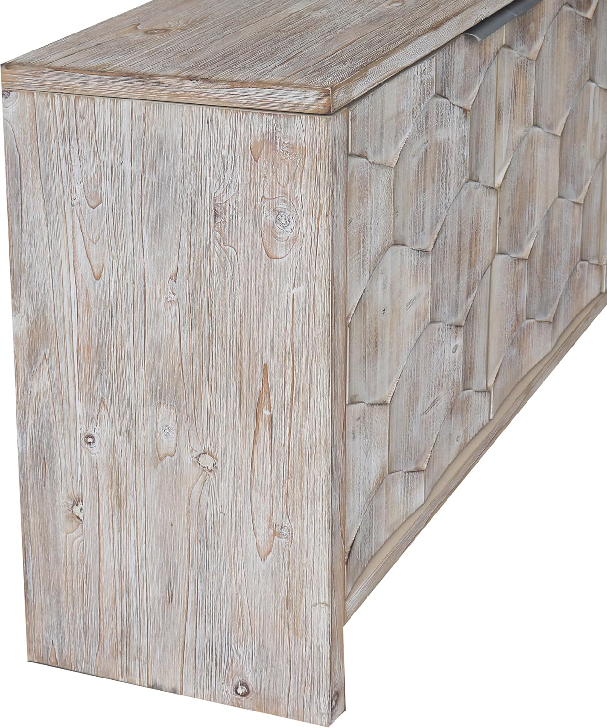 Accent Cabinet Farmhouse Style 4 Door Wooden Cabinet Sideboard Buffet Server Cabinet Storage Cabinet, for Living Room, Entryway, Hallway, Office, Kitchen and Dining Room, Natural Wood Wash