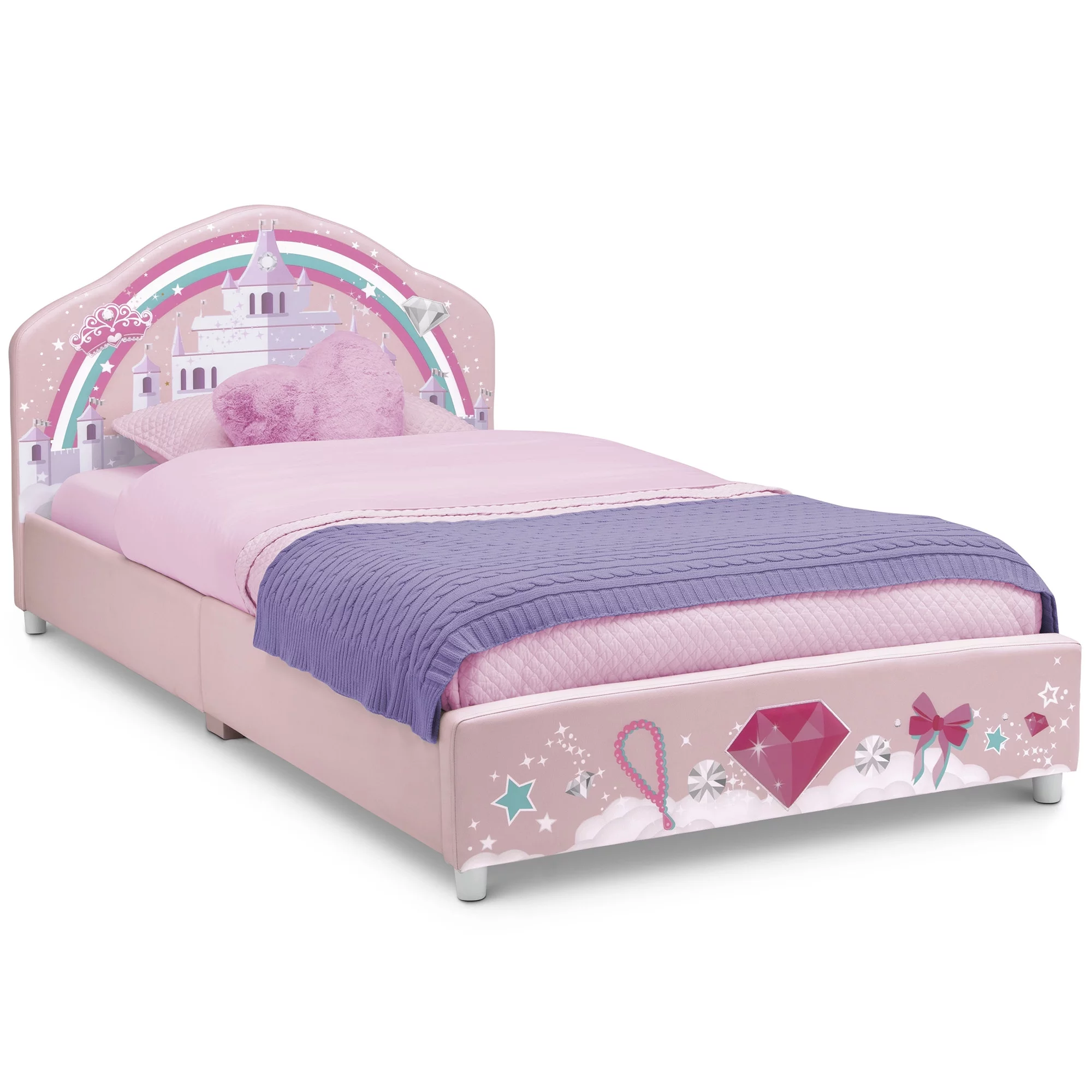 Delta Children Princess Upholstered Twin Bed, Pink