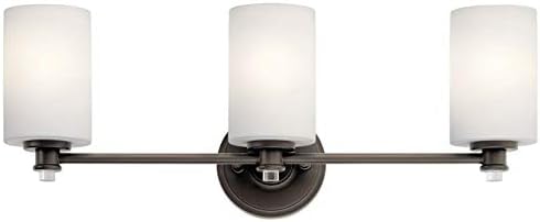 Kichler Joelson 24 3 Light LED Vanity Light with Satin Etched Cased Opal and Clear Glass Accent Glass in Brushed Nickel
