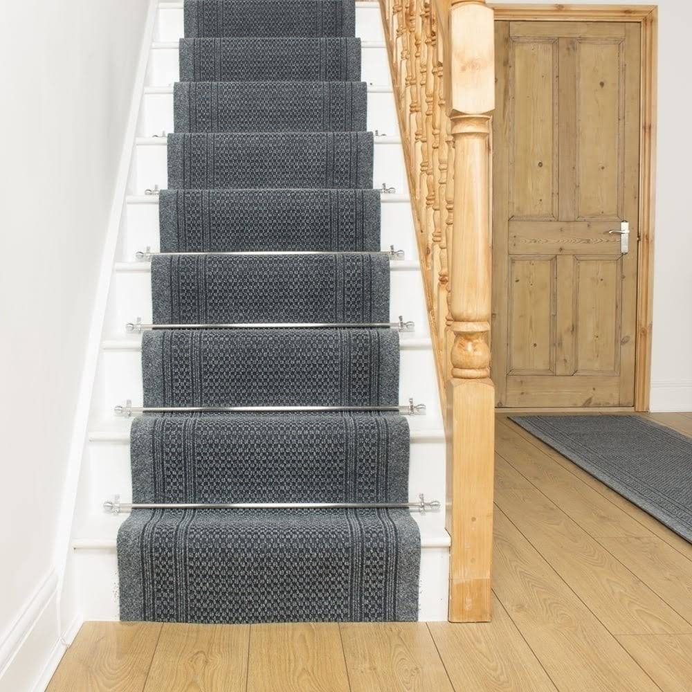 runrug USA Aztec Gray Stair Carpet Runner Length: 18 foot, WIDTHS: