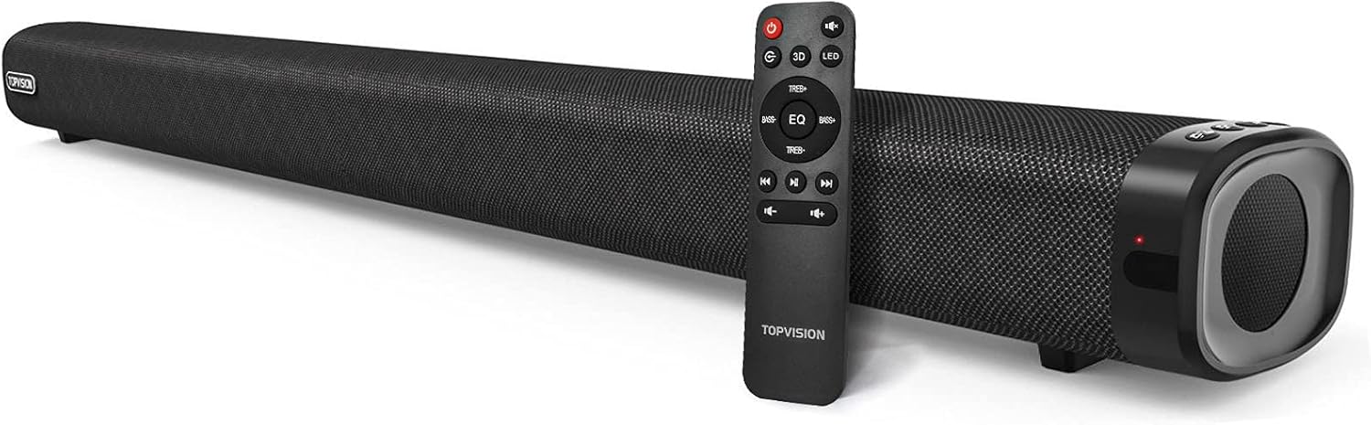 Sound Bar, TOPVISION 36-Inch Sound Bars for TV, 2.1CH Sound Bar with Built-in Subwoofer, 3D Surround Sound TV Speaker, Wired & Wireless Bluetooth 5.0, USB, AUX/RCA, Optical, COA, HDMI ARC Input