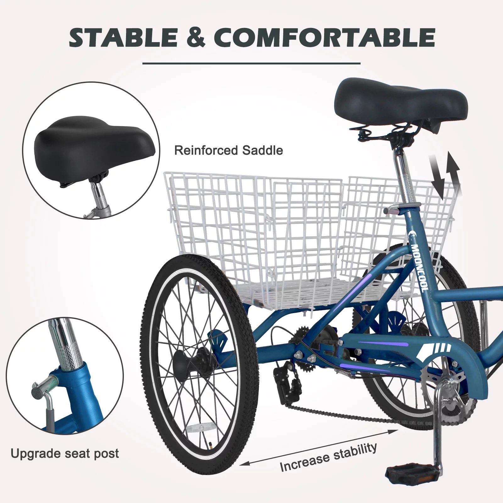 Lilypelle 24" Adult Tricycle Folding Tricycle 3 Wheel Bikes 7 Speed Trikes with Shopping Basket for Seniors Adult,Green