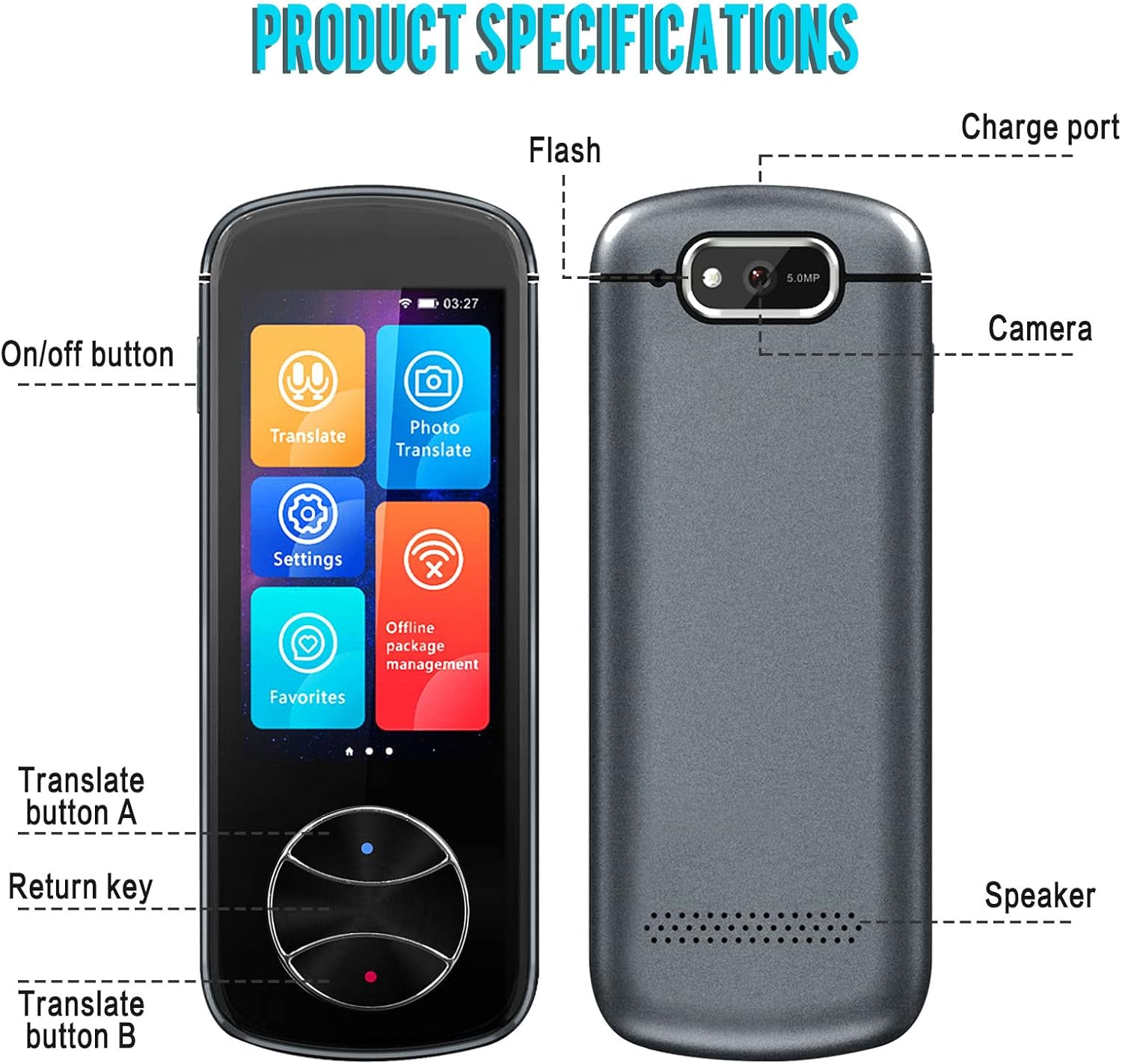 Language Translator Device 107 Languages Two Way Portable Instant Voice Translator, Support Photograph Handheld Accurate Translation, Smart Real-Time Translator 3.0 HD Touch Screen