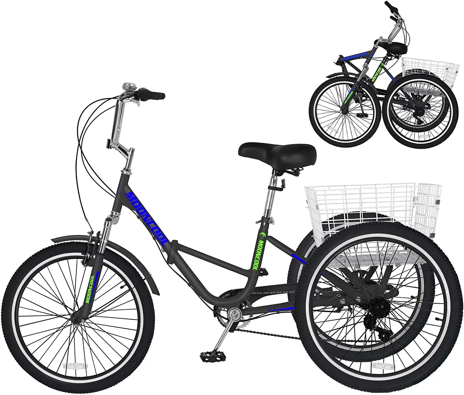 ABORON Adult Folding Tricycles, 7 Speed Folding Adult Trikes, 26 Inch 3 Wheel Bikes with Low Step-Through, Foldable Tricycle for Adults, Women, Men, Seniors - Curated Treasures Market