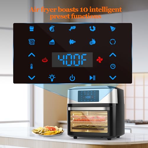GLUCK Air Fryer Oven, 10-in-1 20 QT Airfryer Oven with Visible Cooking Window, Large Air Fryer Toaster Oven Combo with Recipes & 13 Accessories, ETL Certification