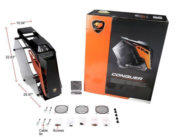 COUGAR Conquer Aluminum ATX Mid Tower Aluminum Frame Tempered Glass Gaming Case with LED Fan