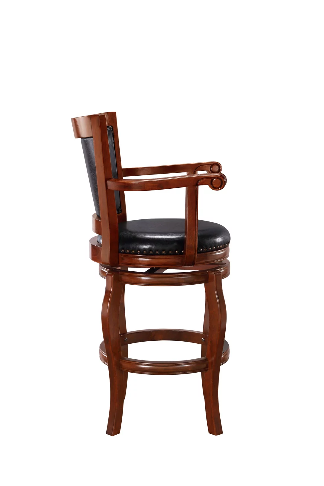 Boraam Jones 29in. High Back Swivel Wood Bar Stool with Arms - Black/Cherry Finish