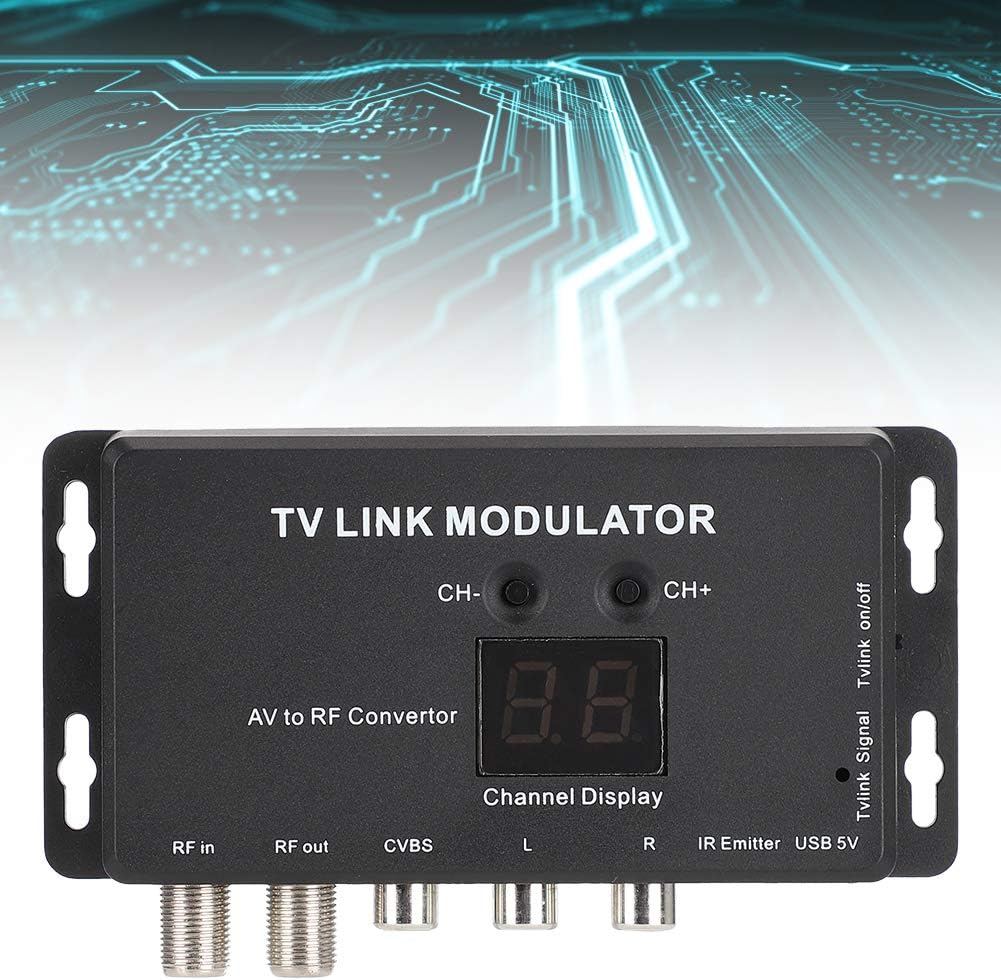 UHF Modulator,TM70 UHF TV Link Modulator AV to RF Converter IR Extender with Channel Display,Modulator Modulator AV to RF Converter IR Extender,Supporting PAL/NTSC with USB Charge Cable
