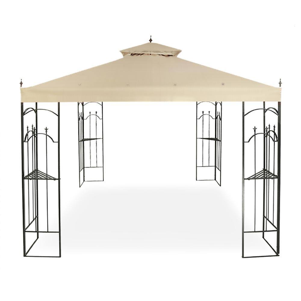 Garden Winds Replacement Canopy 350 Beige Arrow Gazebo Ultra Stitch Fabric Top