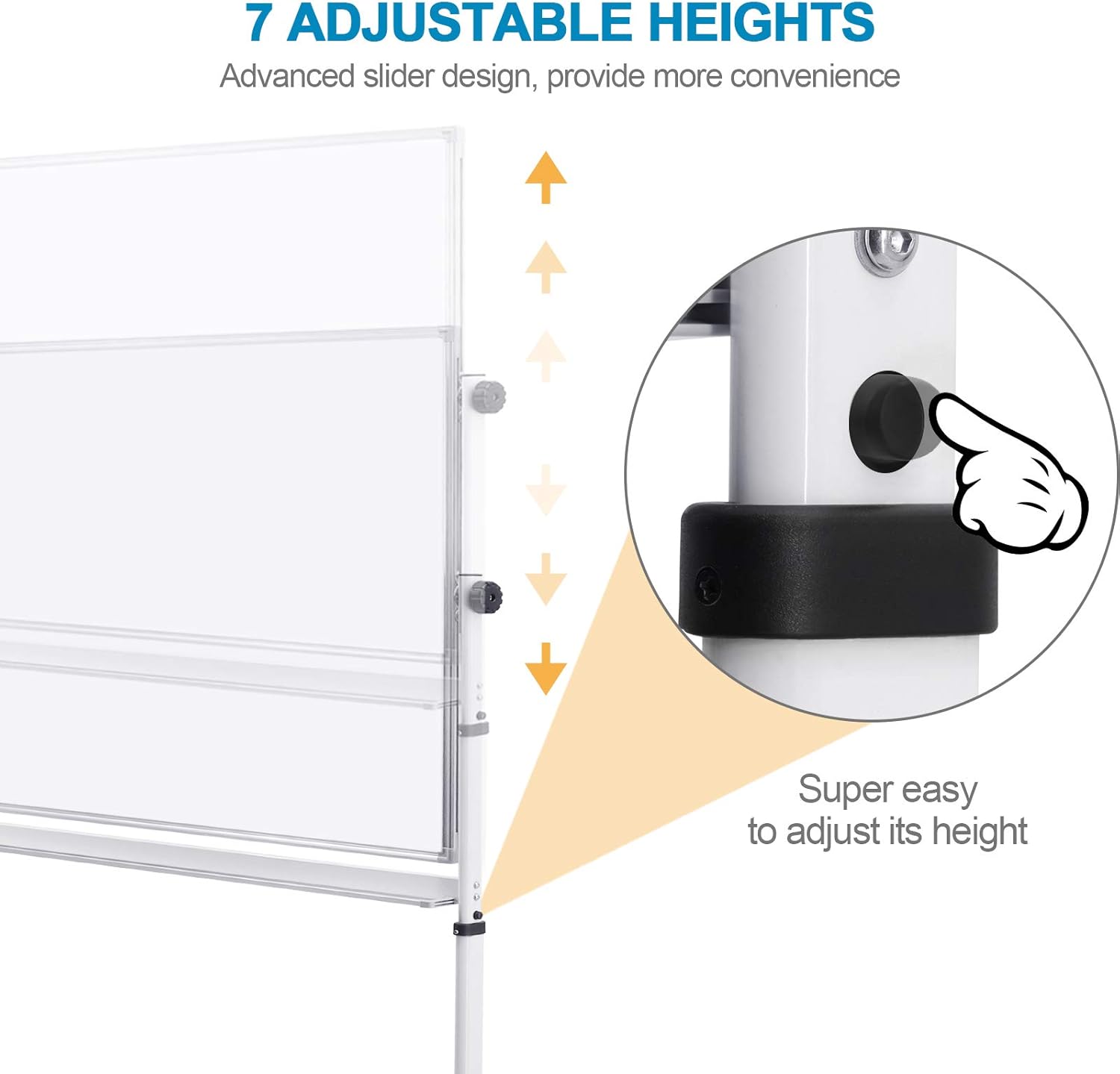 Mobile Whiteboard with Stand - 48x36 Height Adjustable Double Sided Dry Erase Board, 360° Rolling Large White Board on Wheels, Magnetic Whiteboard with Pen Tray for Meeting, Training by CALENBO