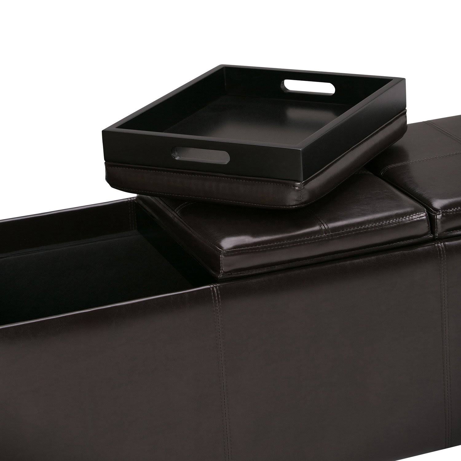 Simpli Home Avalon Storage Ottoman: Brown
