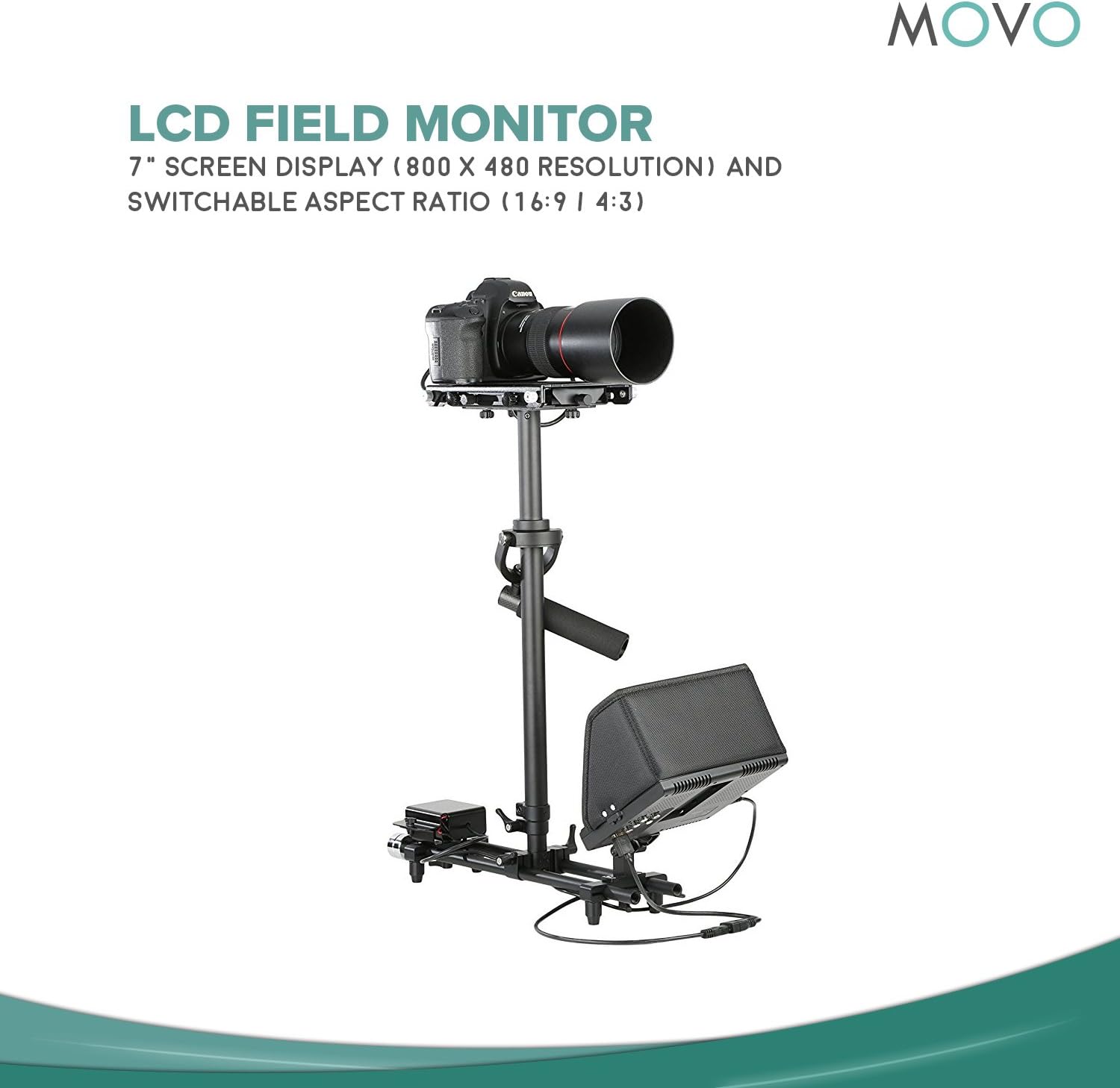 Movo X100 Ultimate Steadycam System Bundle - Includes Handheld Video Stabilizer, Vest with Dual Articulating Arm, LCD Field Monitor and Deluxe Carrying Case