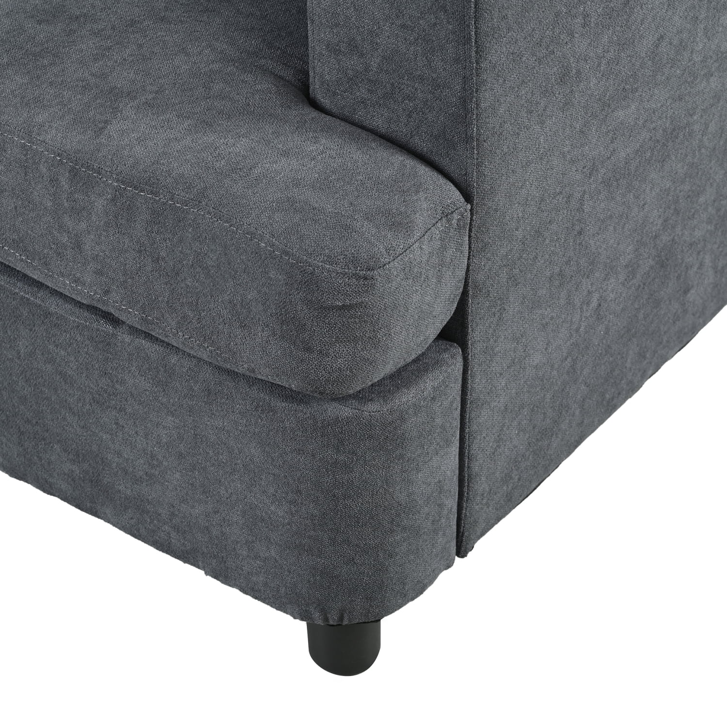 Churanty Modern 3 Seat Sectional Sofa Upholstered Curved Couch with Pillows for Living Room Apartment,Gray