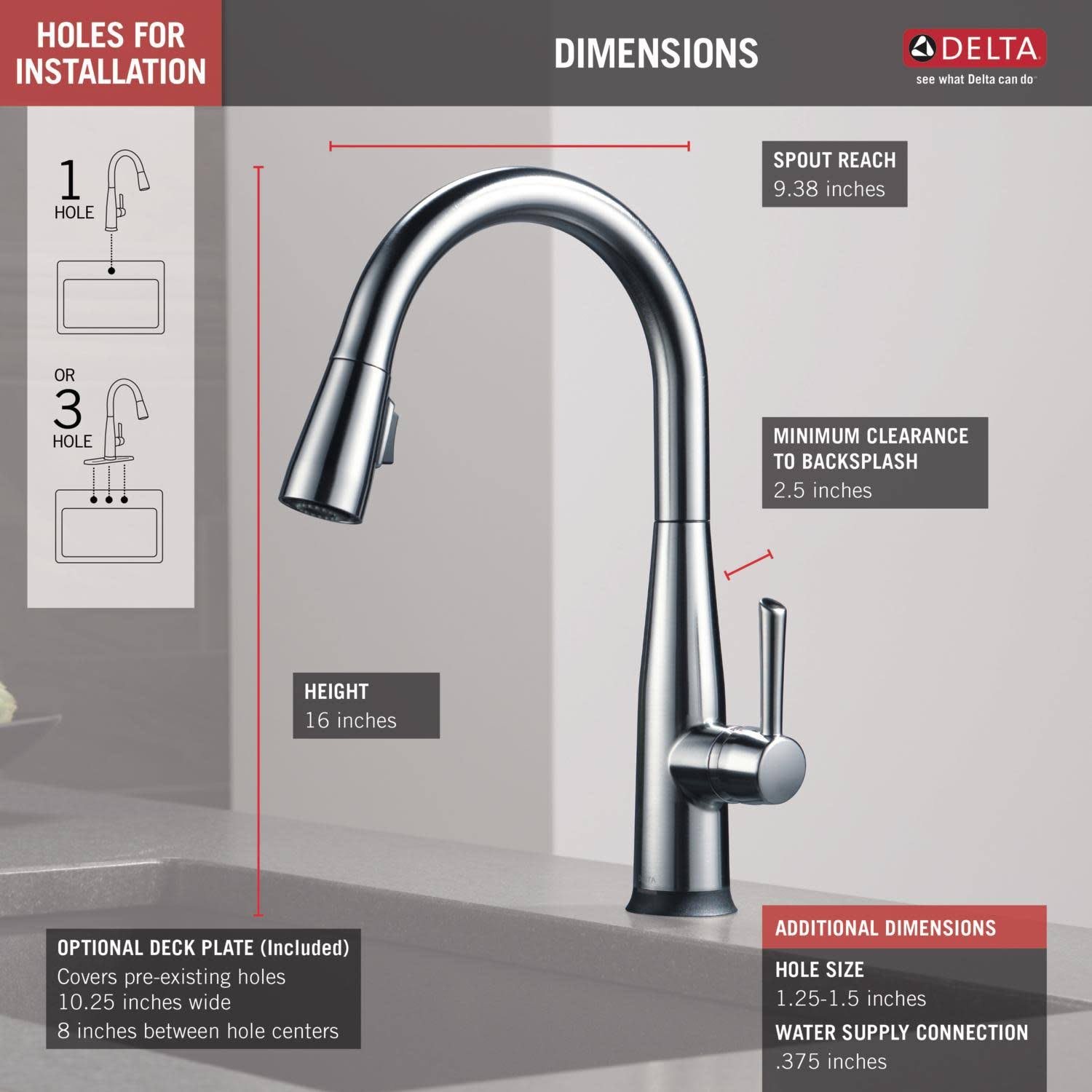 Delta 9113T-DST Essa Single Handle Pull-Down Kitchen Faucet with Touch2O Technology - Chrome